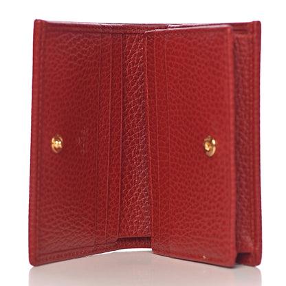 Gucci Pebbled Calfskin GG Marmont Card Case Hibiscus Red 5 of 8