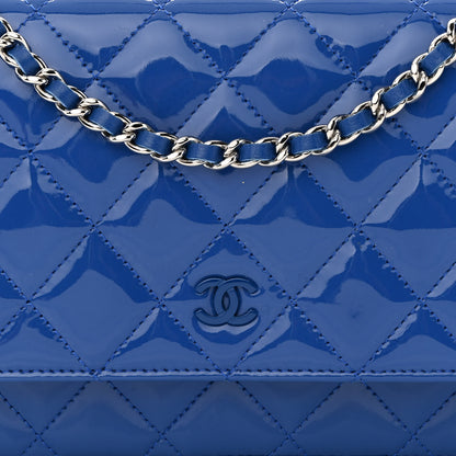 Chanel Patent Quilted Wallet On Chain WOC Dark Blue 9 of 13