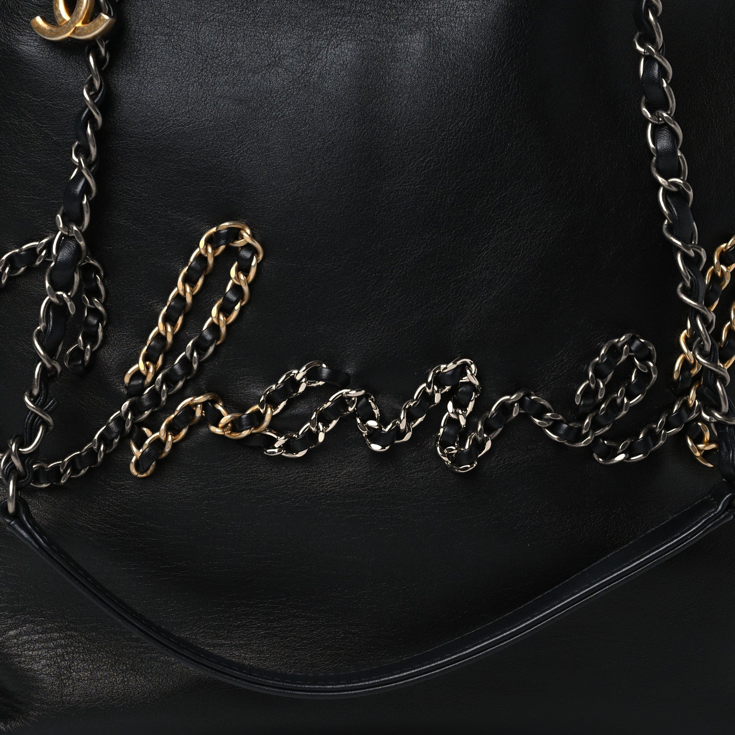 Chanel Calfskin Chain 20s Signature Tote Black 8 of 10