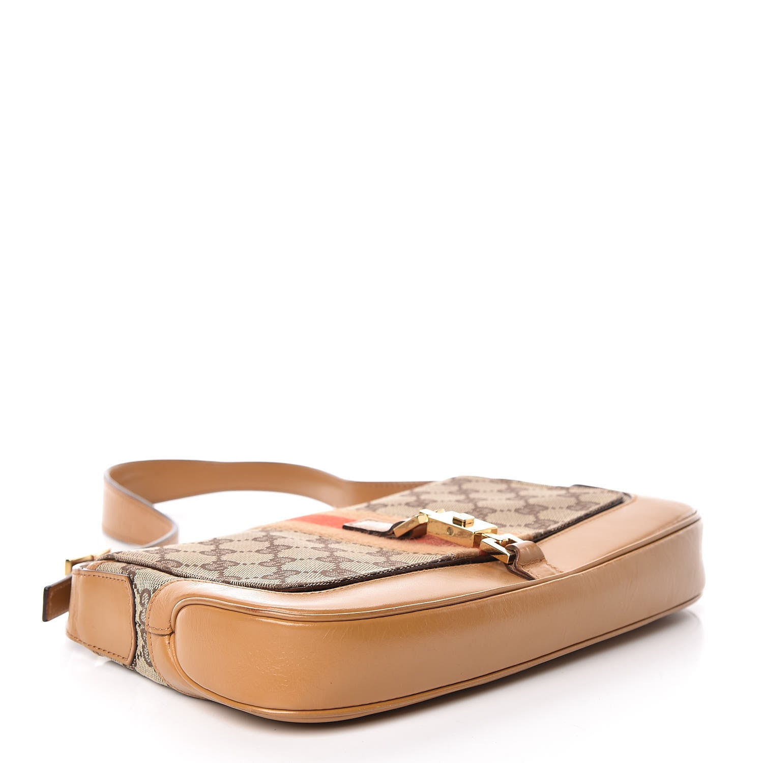 Gucci Calfskin Monogram Web Small Jackie O Hobo Light Brown 4 of 13