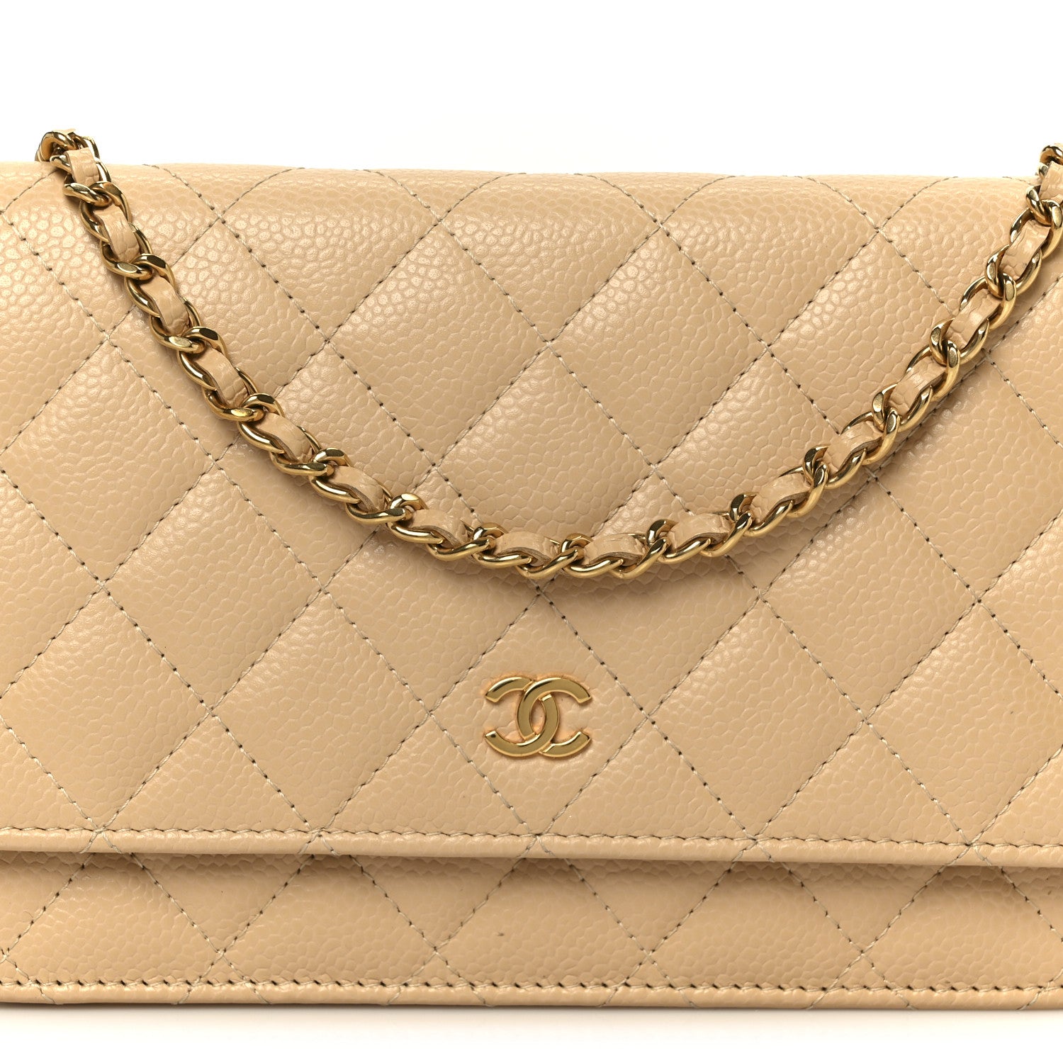Chanel Caviar Quilted Wallet on Chain WOC Beige 9 of 11