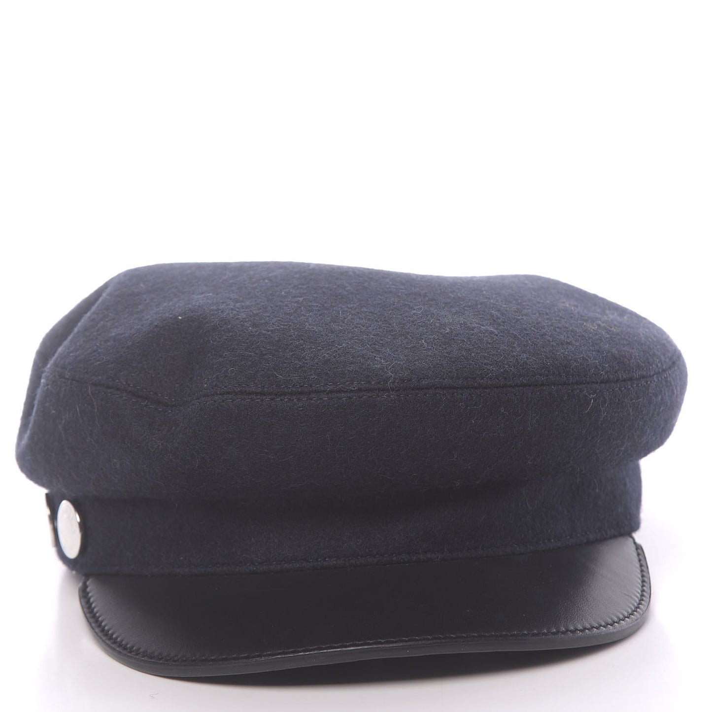 Glossy Lambskin Wool Womens Vauban Cap 57 Marine Black