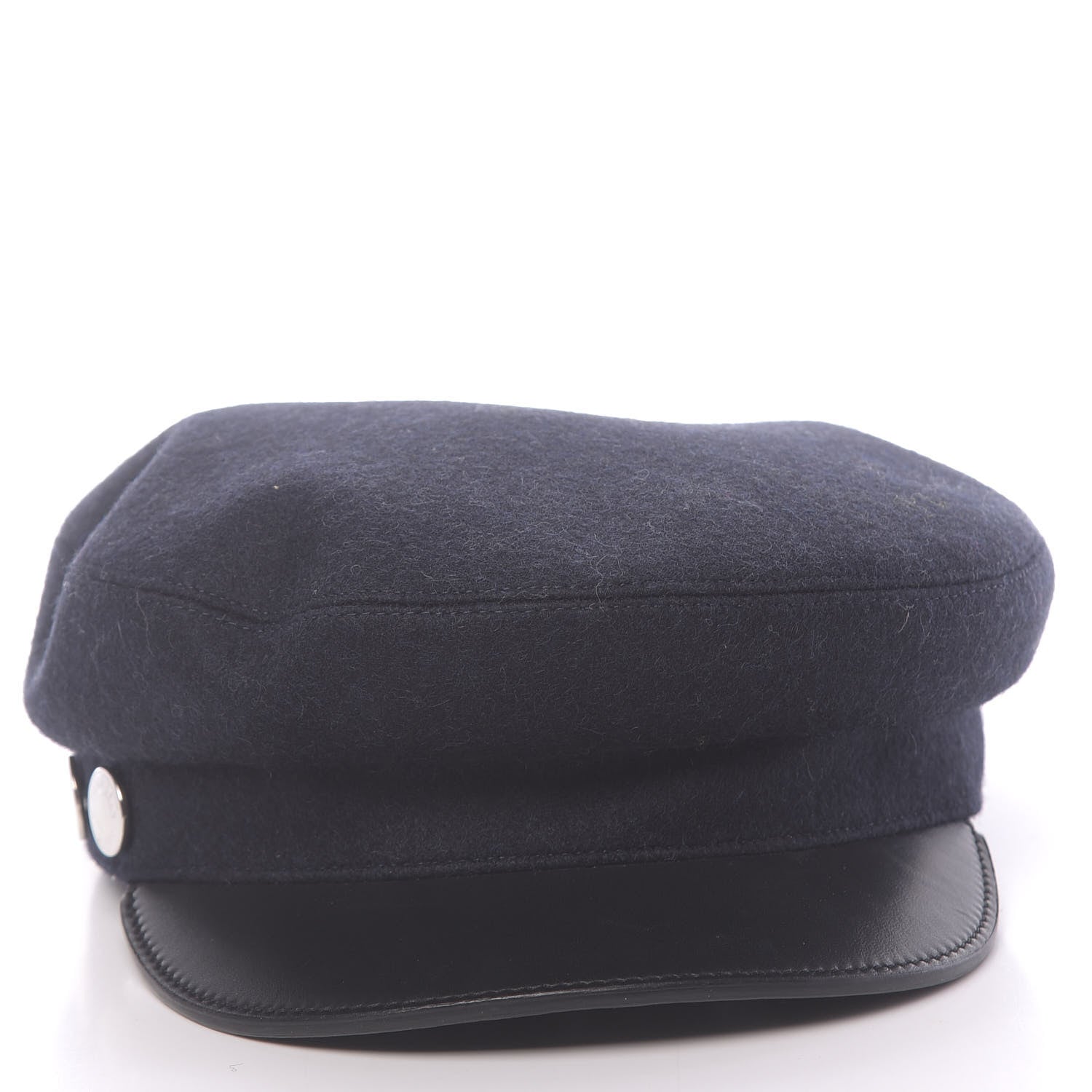 Hermes Glossy Lambskin Wool Womens Vauban Cap 57 Marine Black 3 of 8