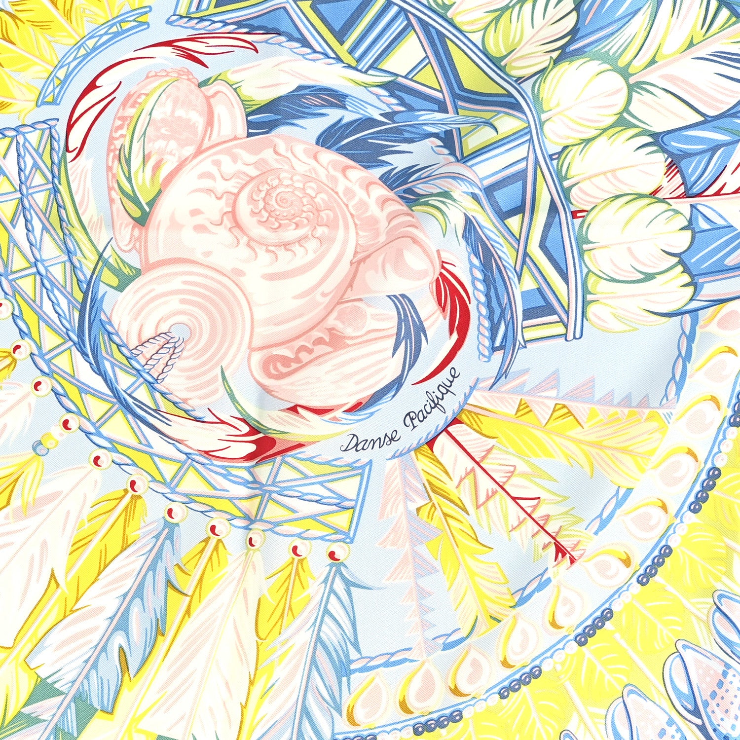 Hermes Silk Danse Pacifique Scarf 90 Bleu Ciel Vert Jaune Vif 2 of 5