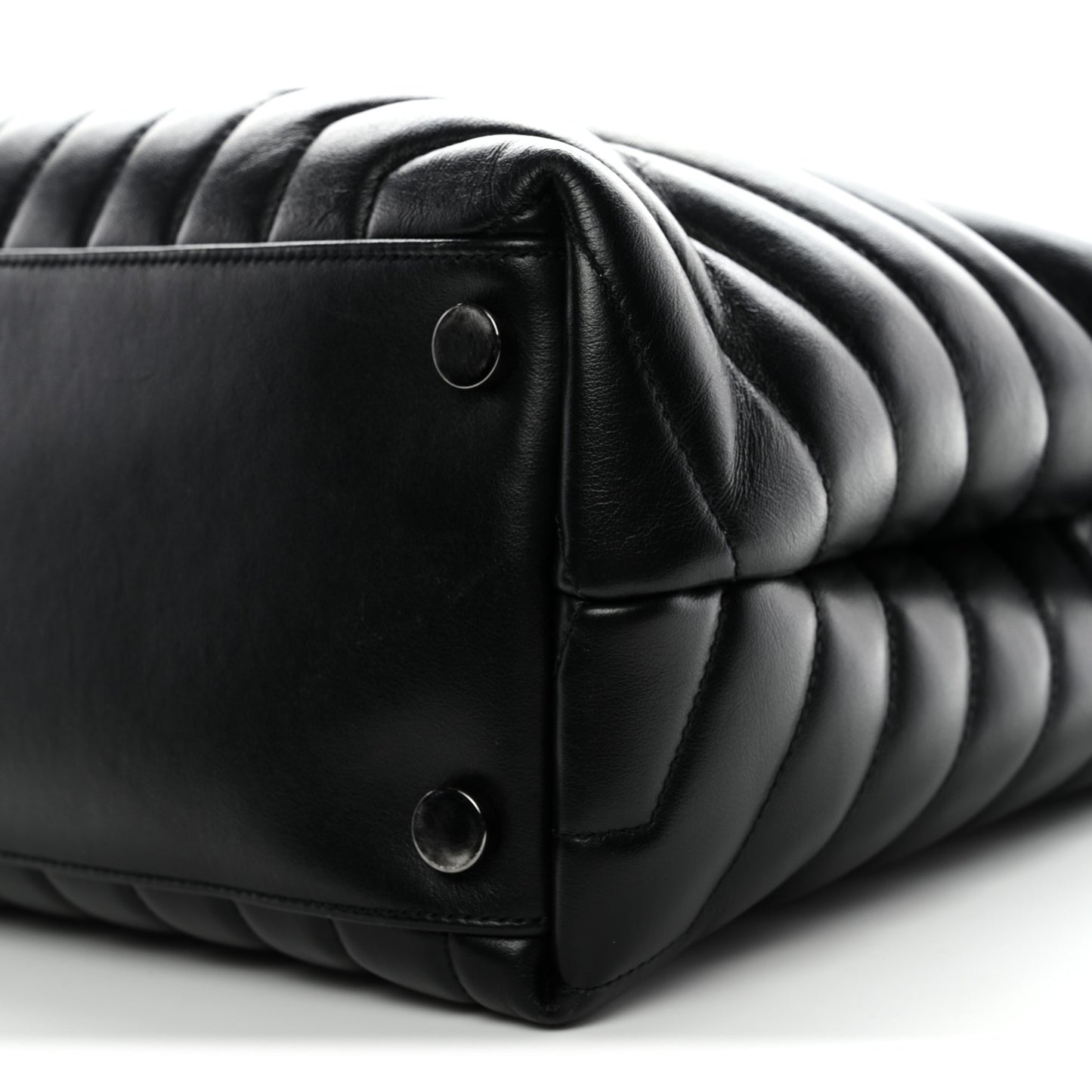 Calfskin Y Quilted Monogram Monochrome Large Loulou Chain Satchel Black