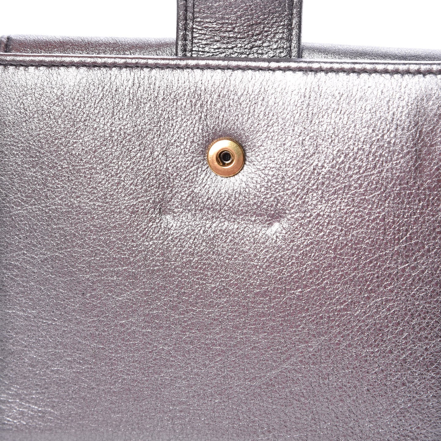 Metallic Grained Calfskin Y-Mail French Wallet Silver