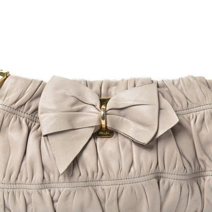 Prada Nappa Gaufre Bow Wristlet Clutch Pomice 8 of 8