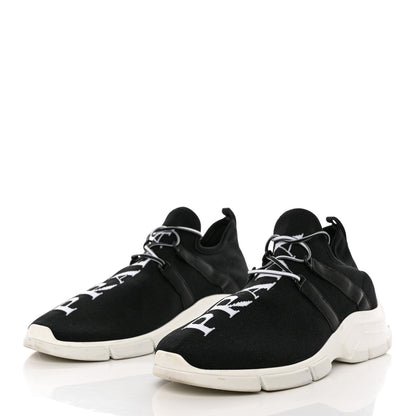 Prada Knit Fabric Logo Sneakers 41.5 Black White 3 of 10