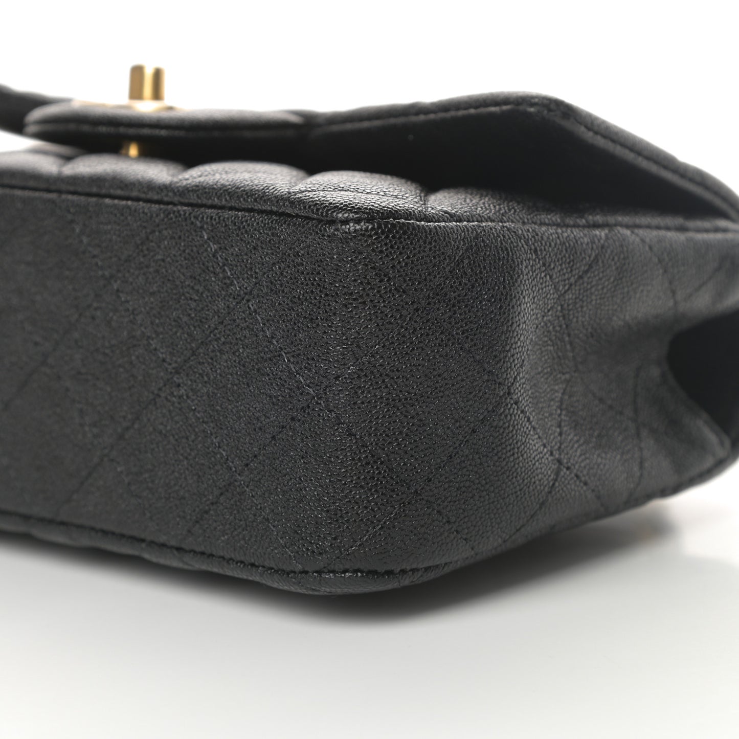 Caviar Quilted Mini Top Handle Rectangular Flap Black