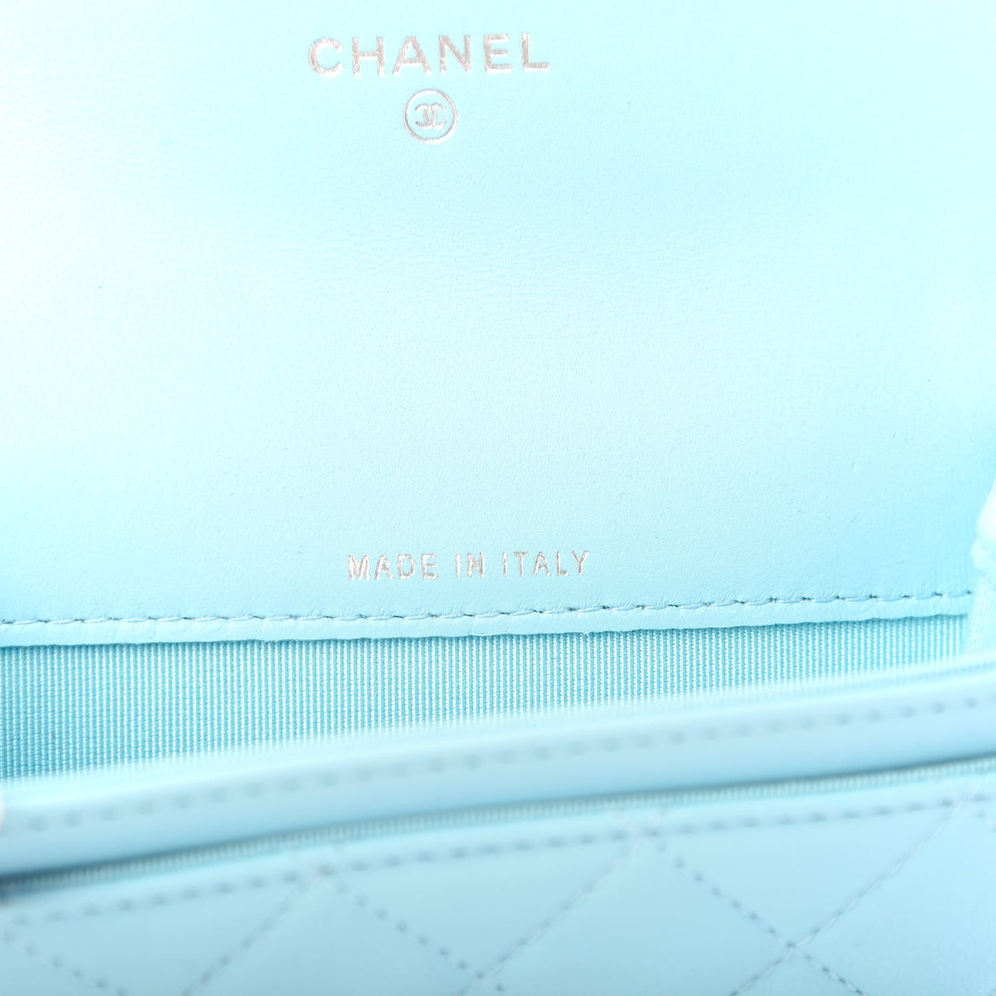 Lambskin Quilted Flap Card Holder Wallet Neon Blue