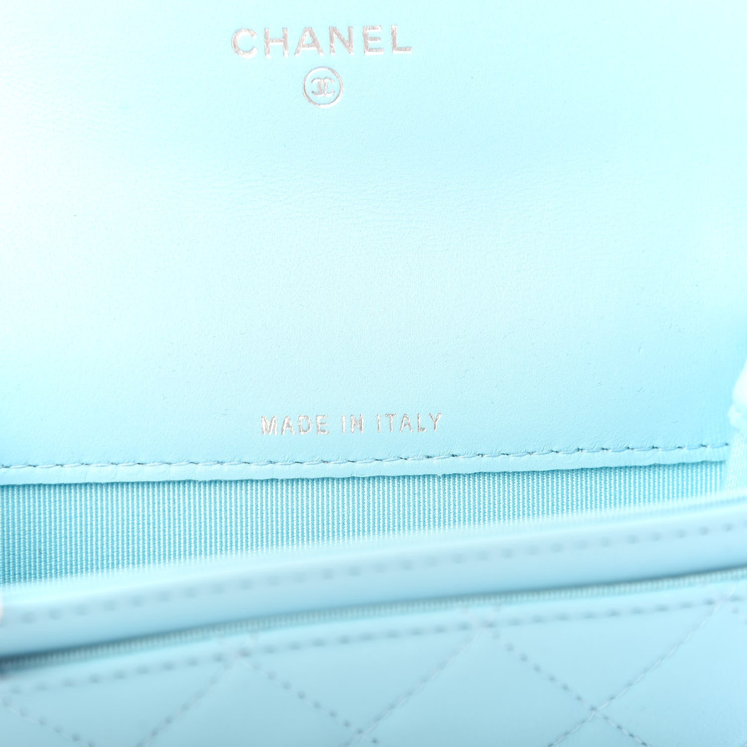 Chanel Lambskin Quilted Flap Card Holder Wallet Neon Blue 7 of 8