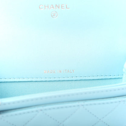 Chanel Lambskin Quilted Flap Card Holder Wallet Neon Blue 7 of 8