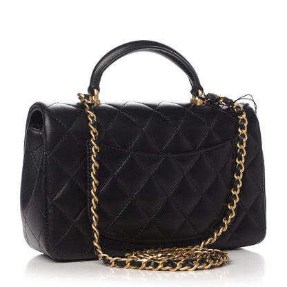 Chanel Lambskin Quilted Mini Top Handle Rectangular Flap Black 3 of 11