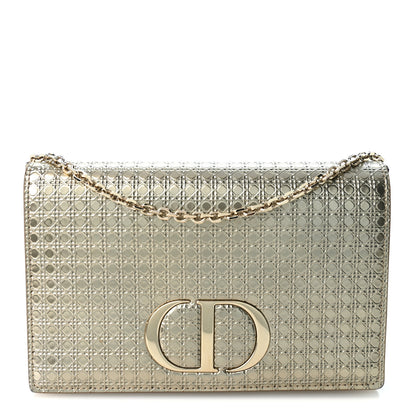 Christian Dior Metallic Patent Micro-Cannage 30 Montaigne 2 in 1 Pouch Gold 1 of 9
