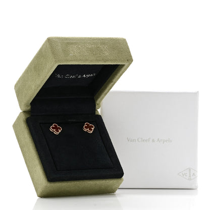 Van Cleef & Arpels 18K Rose Gold Carnelian Sweet Alhambra Earrings 6 of 6