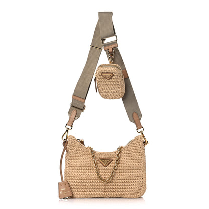 Prada Yarn Raffia Effect Crochet Re-Edition 2005 Shoulder Bag Naturale 1 of 9