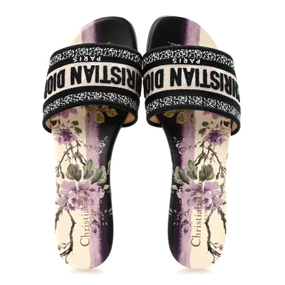 Christian Dior Canvas Pivoine Embroidered Dway Mules Slide Sandals 37 Off White Violet 2 of 9