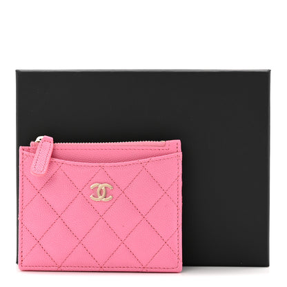 Chanel Caviar Quilted CC Zip Card Holder Pink 8 of 8