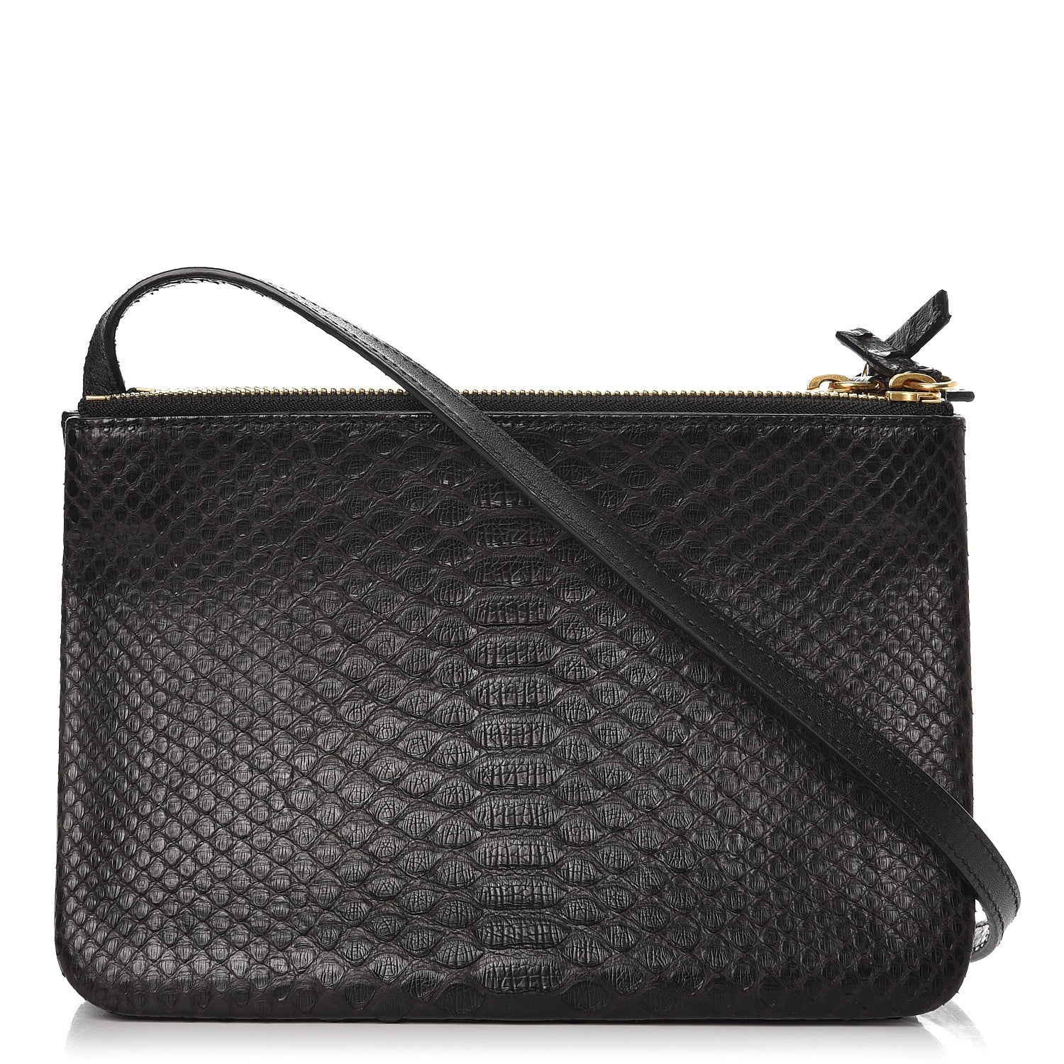 Celine Python Small Trio Crossbody Bag Black 1 of 9
