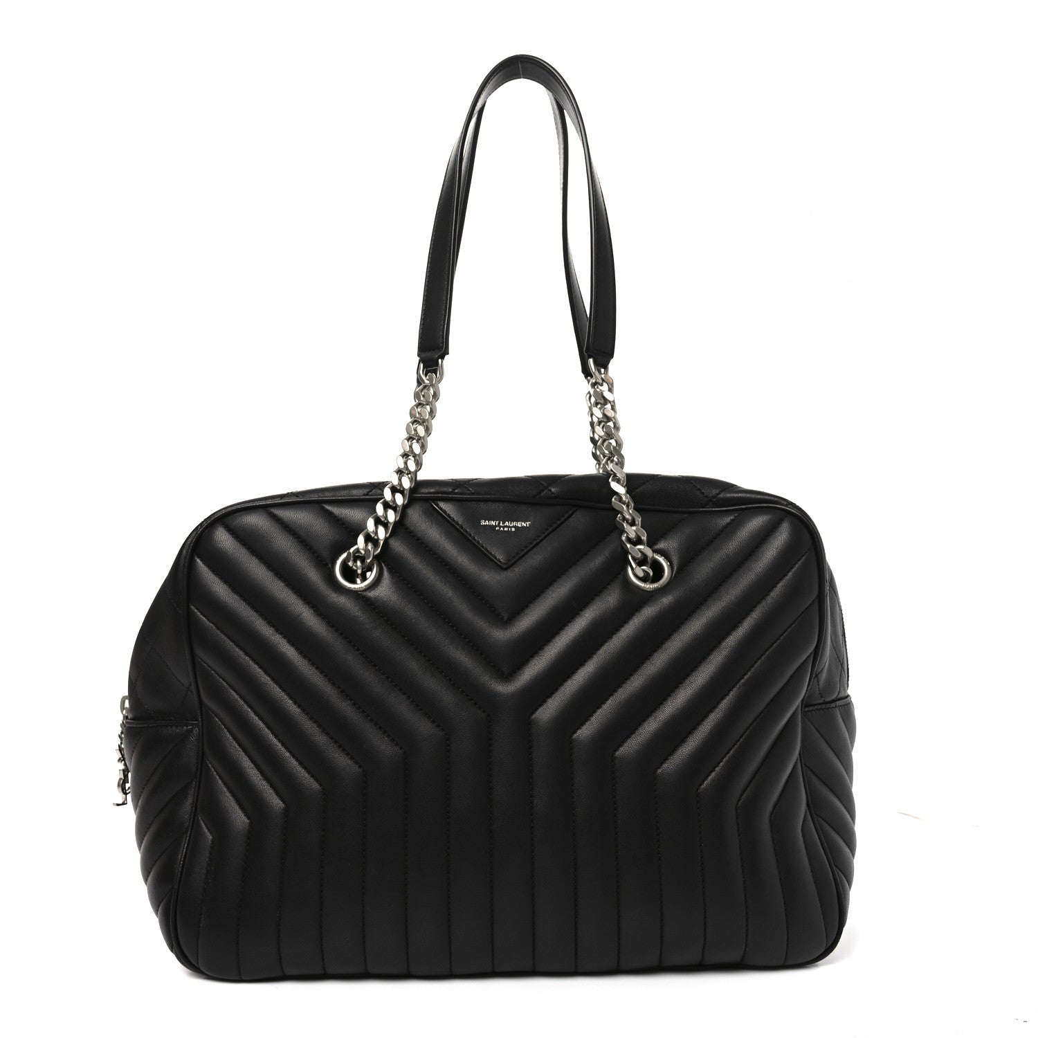Saint Laurent Lambskin Mixed Matelasse Joan Bowling Bag Black 1 of 10