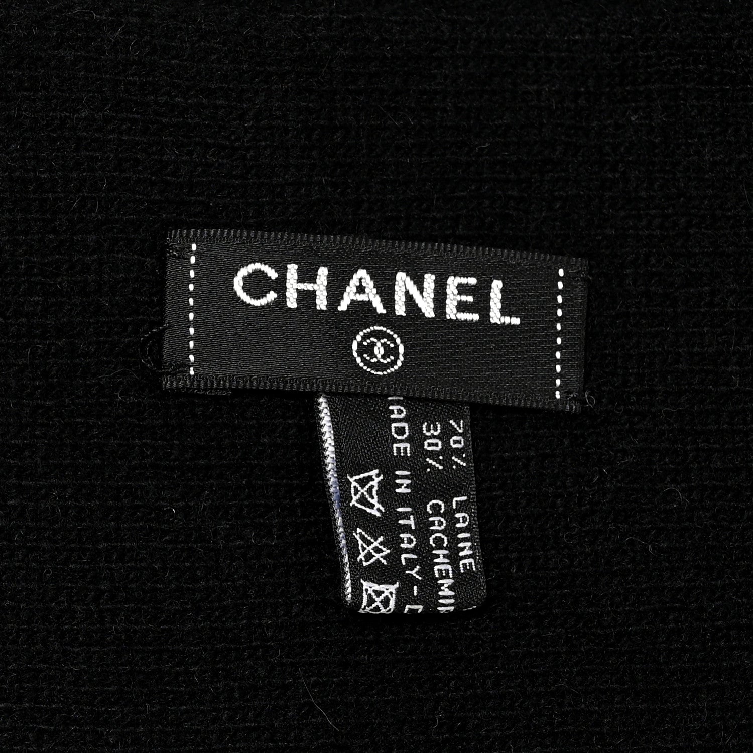 Chanel Wool Cashmere CC Logo Scarf Black 4 of 5
