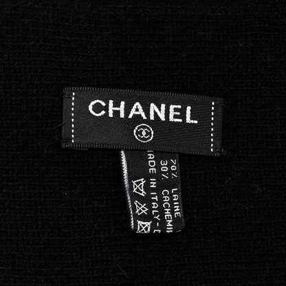 Chanel Wool Cashmere CC Logo Scarf Black 4 of 5