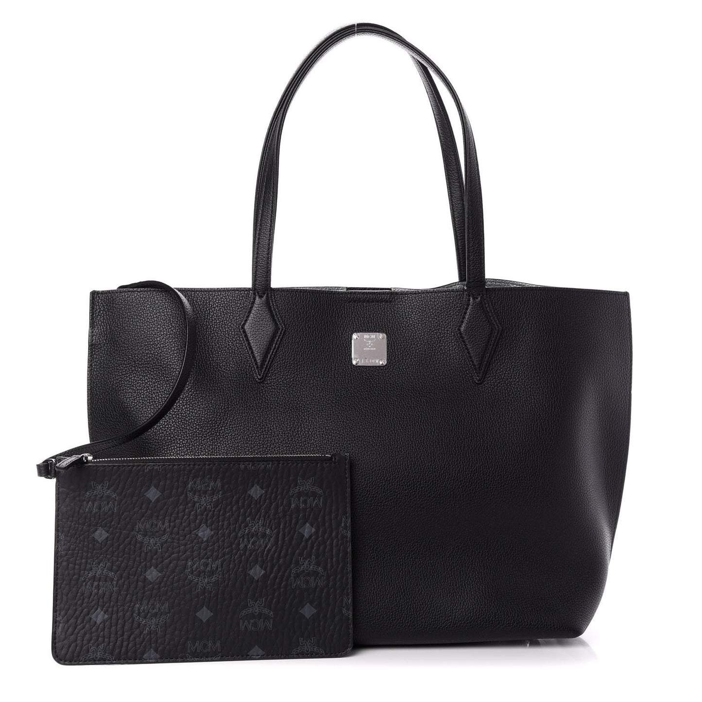 Grained Calfskin Medium Yris Shopper Tote Black