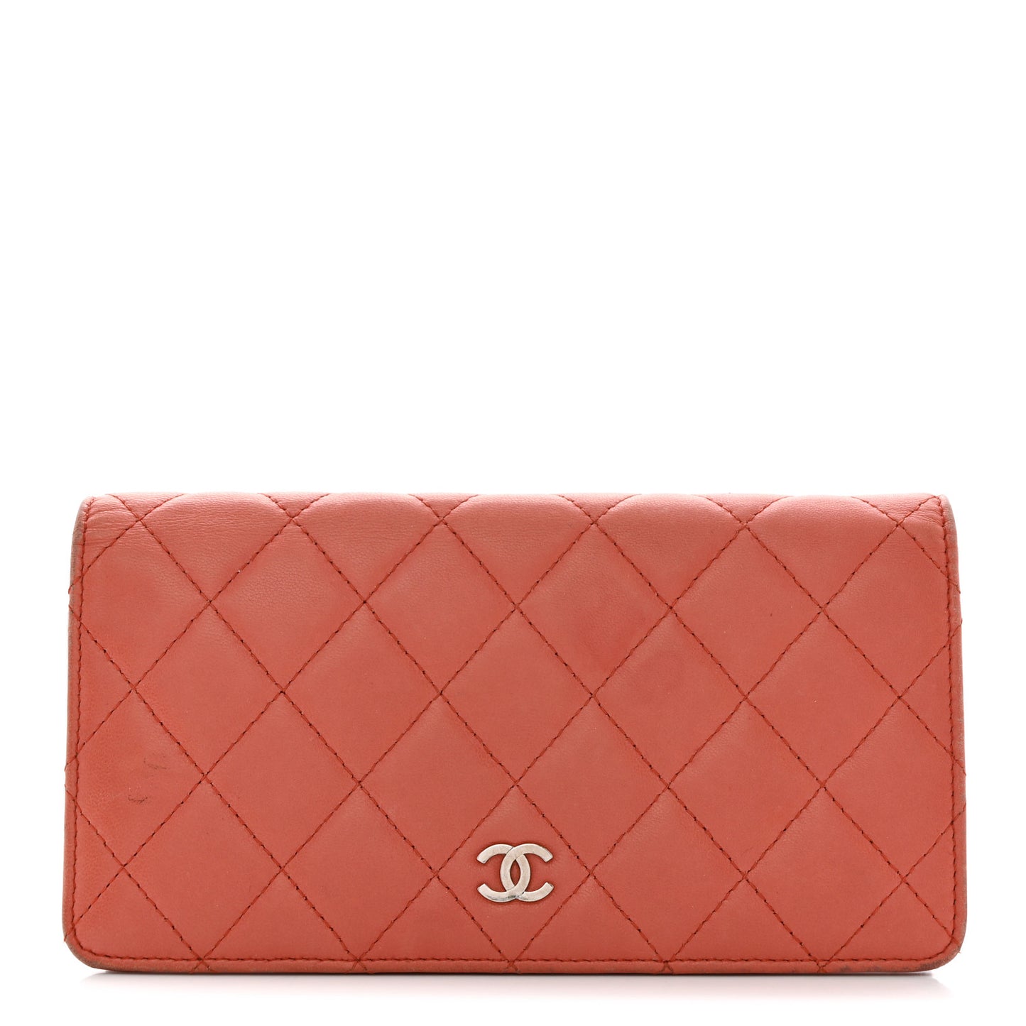 Lambskin Quilted Yen Wallet Orange