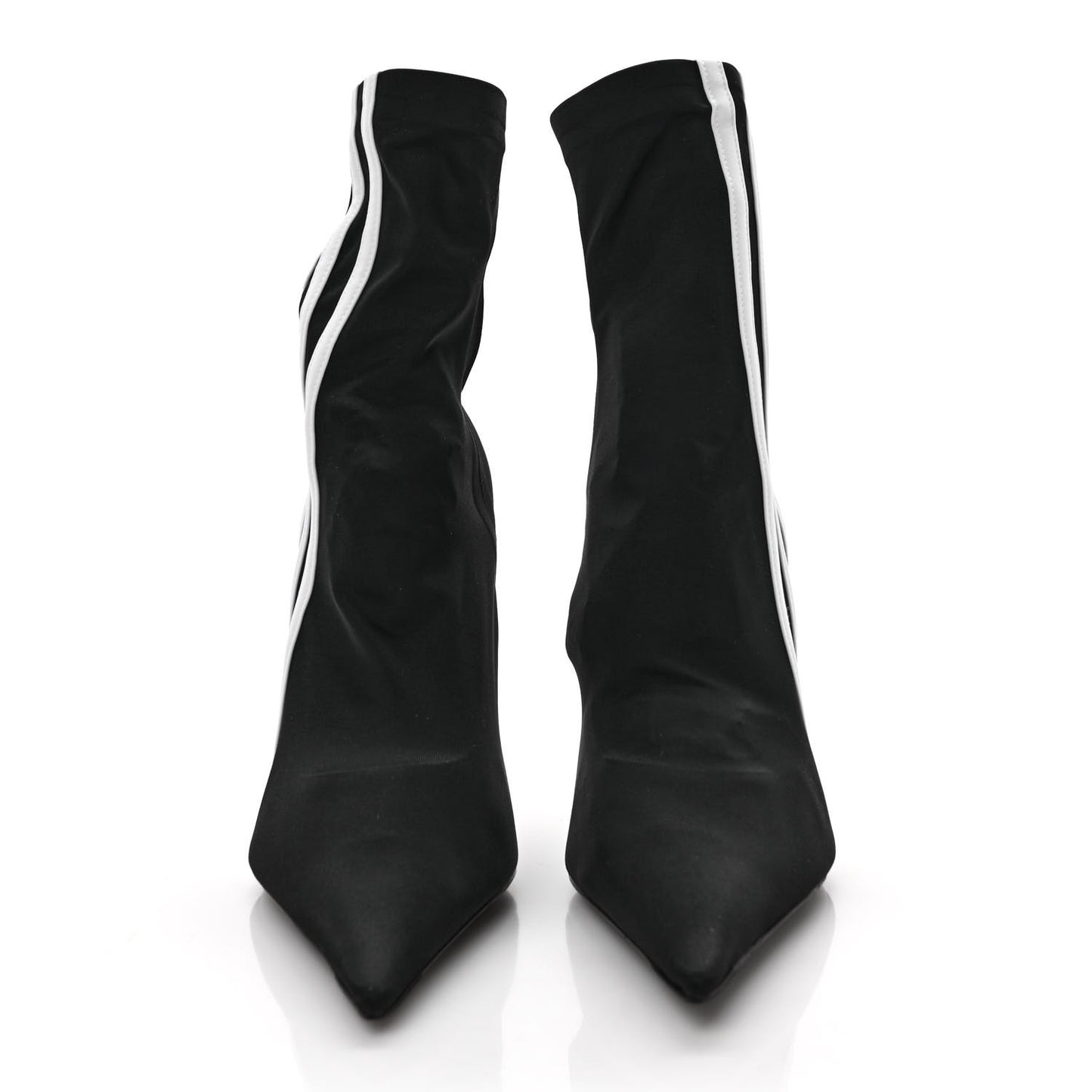 X ADIDAS Matte Spandex Pointed Toe Knife 110mm Ankle Boots 36 Black White