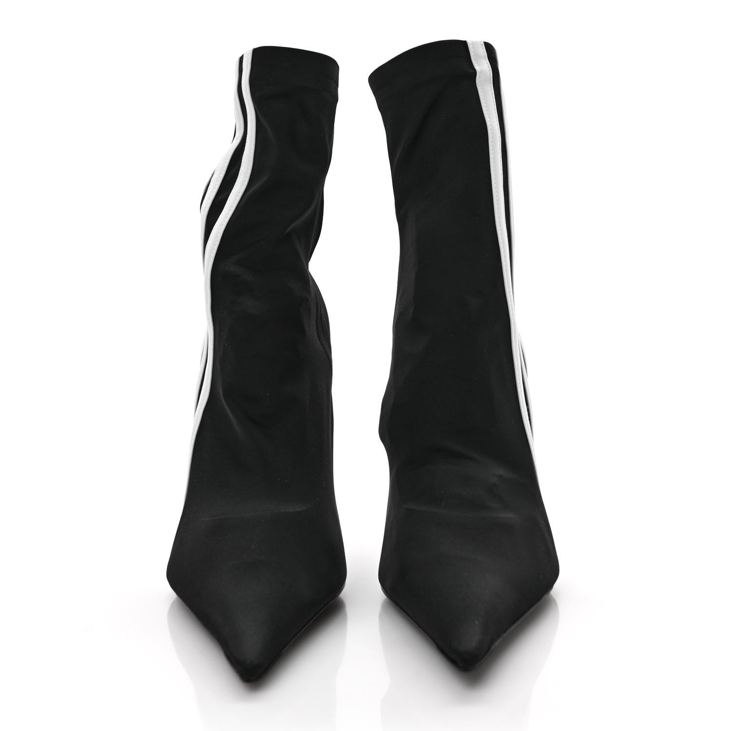 Balenciaga X ADIDAS Matte Spandex Pointed Toe Knife 110mm Ankle Boots 36 Black White 2 of 7