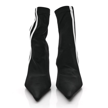 Balenciaga X ADIDAS Matte Spandex Pointed Toe Knife 110mm Ankle Boots 36 Black White 2 of 7