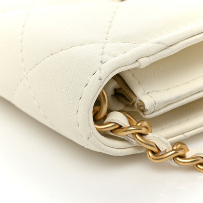 Chanel Lambskin Quilted CC Pearl Crush Wallet on Chain WOC White 18 of 19
