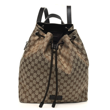 Gucci Monogram Dollar Calfskin O Drawstring Backpack Beige Ebony Testa di Moro Dark Chocolate 1 of 10