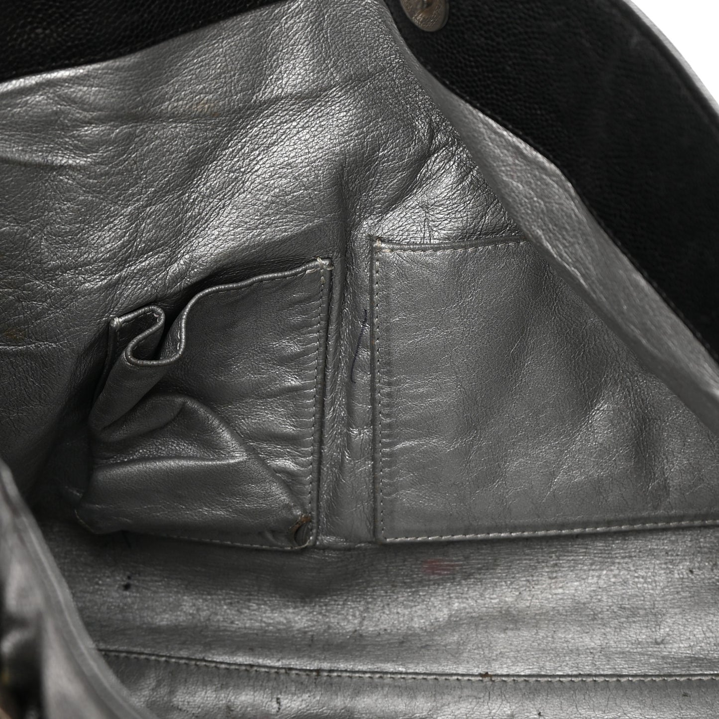 Glazed Calfskin East West Modern Chain Tote Black