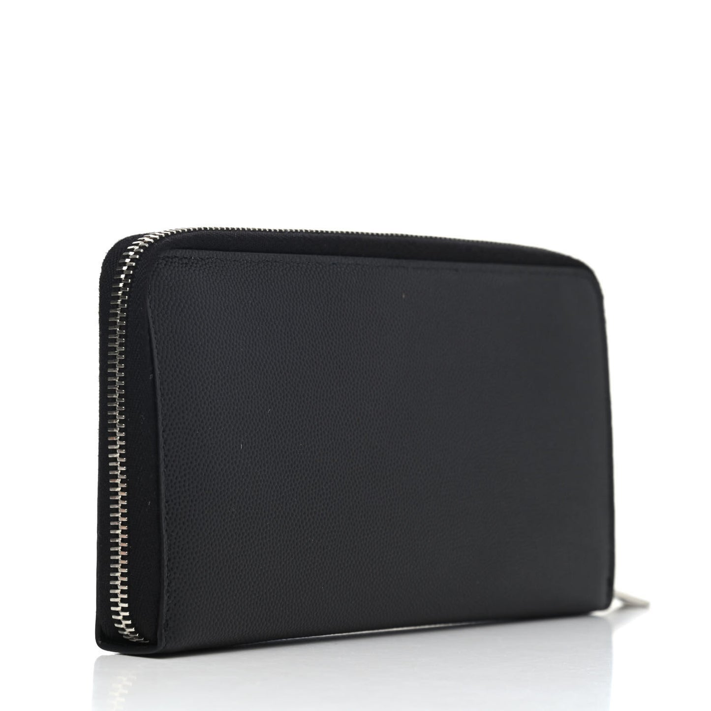 Grained Calfskin Classic Zip Around Continental Wallet Black