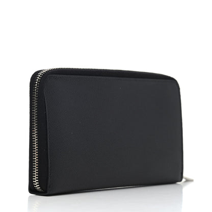 Saint Laurent Grained Calfskin Classic Zip Around Continental Wallet Black 2 of 4