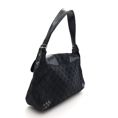 Gucci Monogram Horsebit Chain Studded Flap Shoulder Bag Black 3 of 10