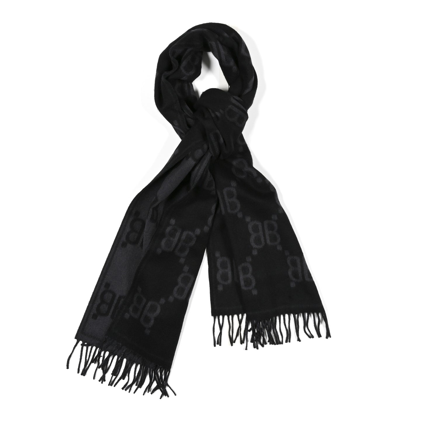 X BALENCIAGA Cashmere All Over Macro Print Scarf Black