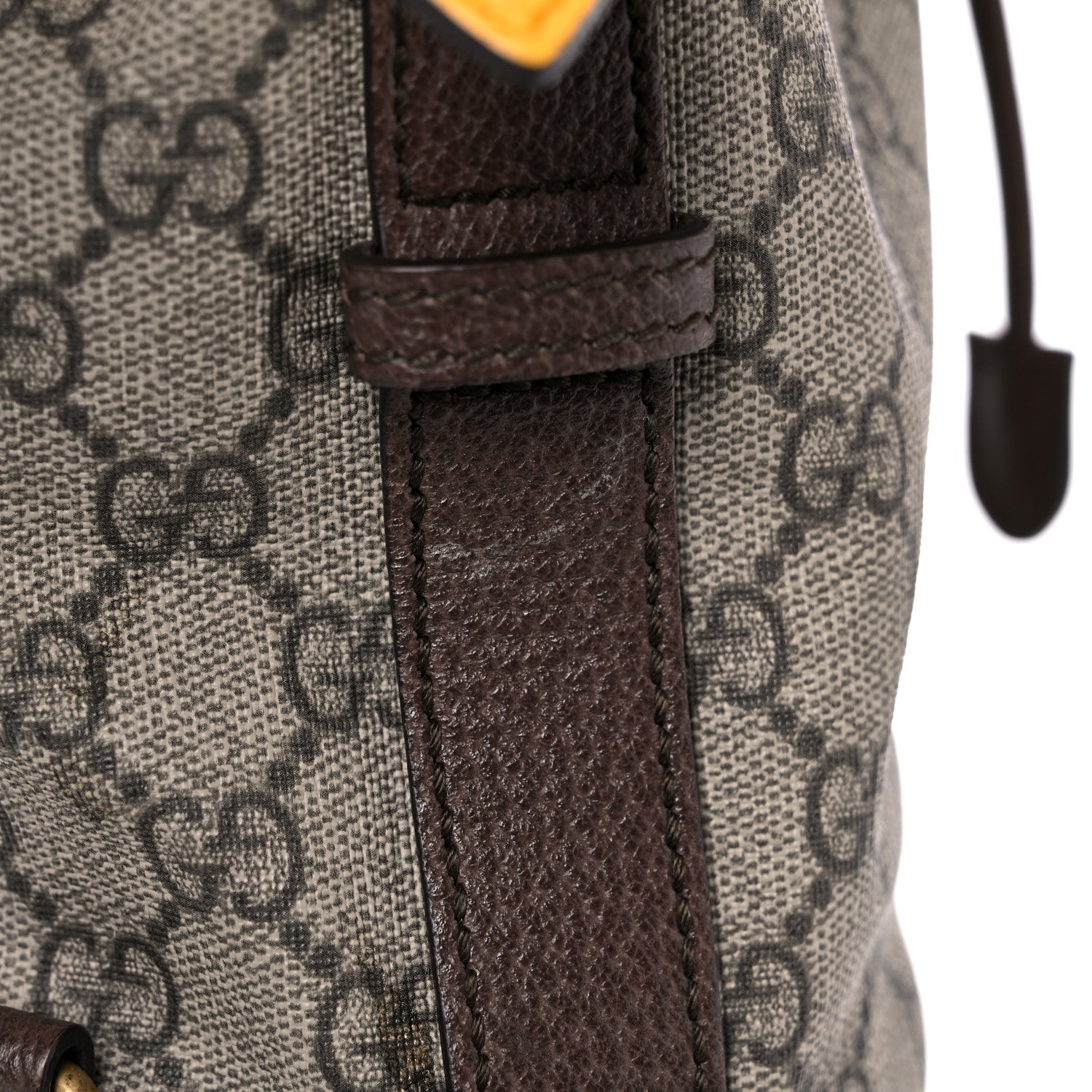 Gucci GG Supreme Monogram Neo Vintage Drawstring Bucket Backpack Beige New Acero Crop 18 of 22