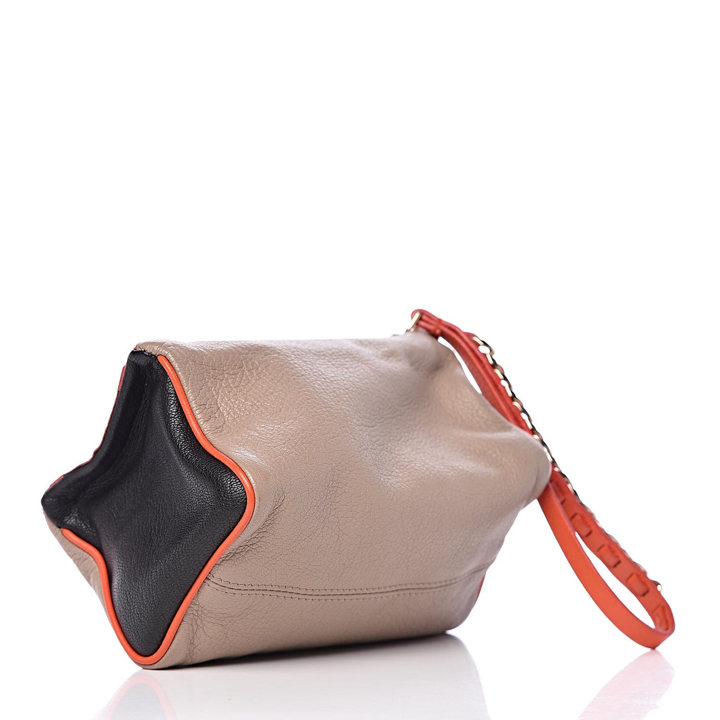 Sugar Goatskin Tri-color Pandora Wristlet Taupe Black Orange