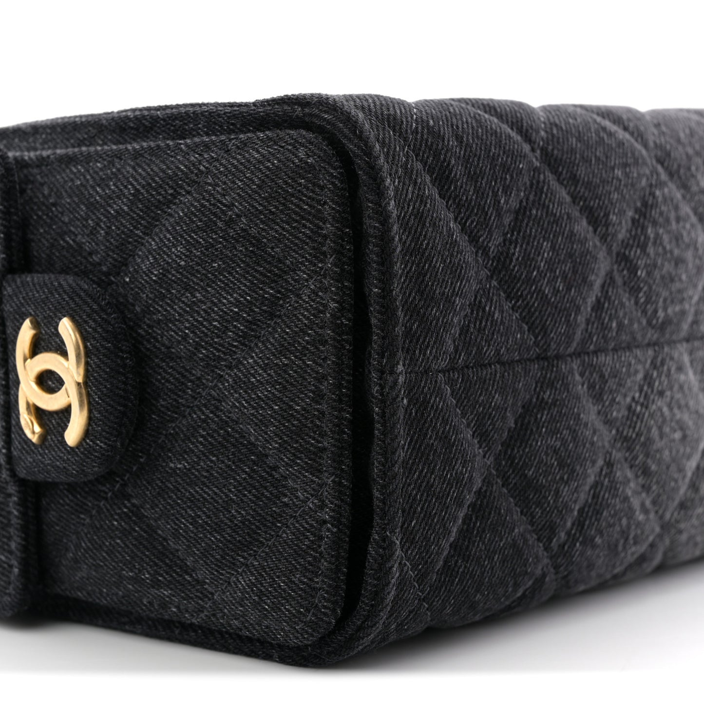 Washed Denim Quilted Mini Chanel 25 Handbag Black
