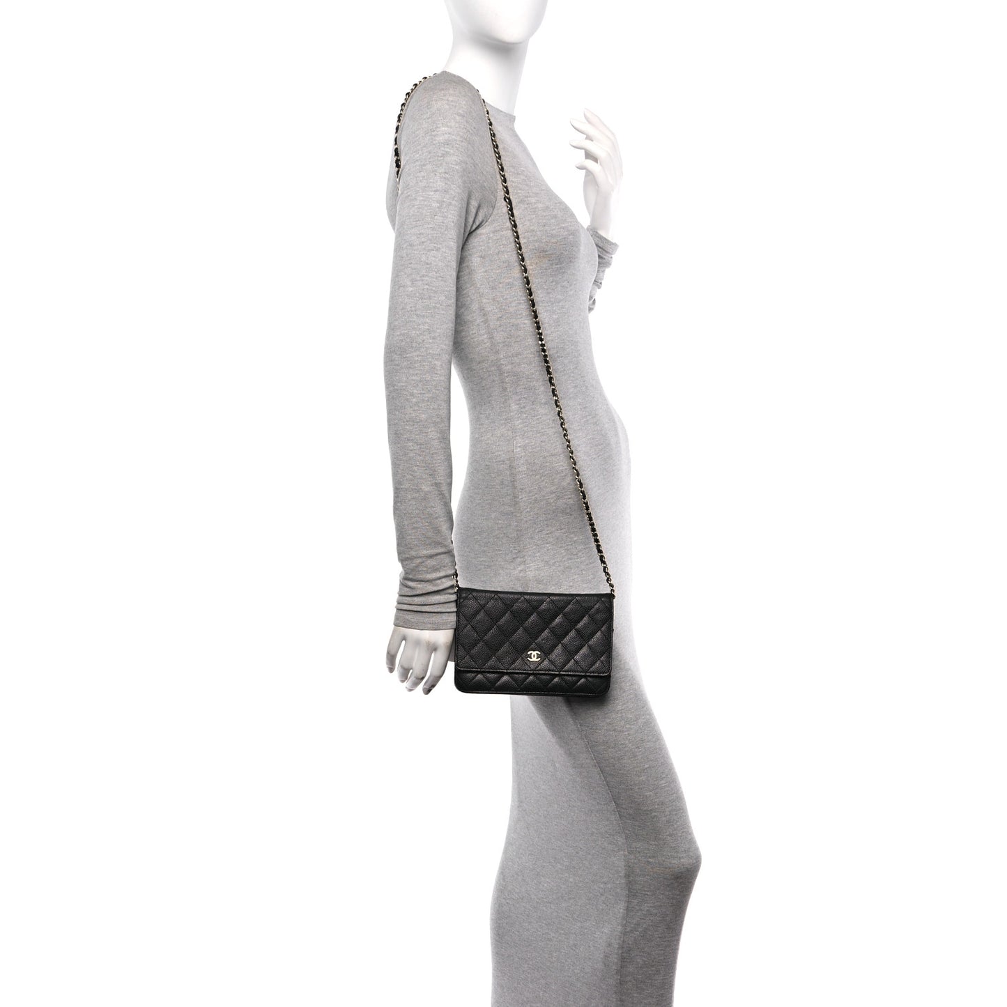 Caviar Quilted Wallet On Chain WOC Black