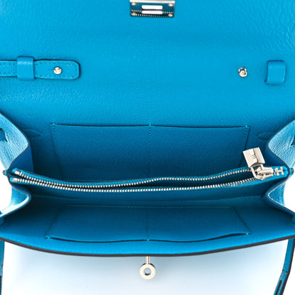 Hermes Chevre Mysore Kelly Wallet To Go Bleu Frida 5 of 10