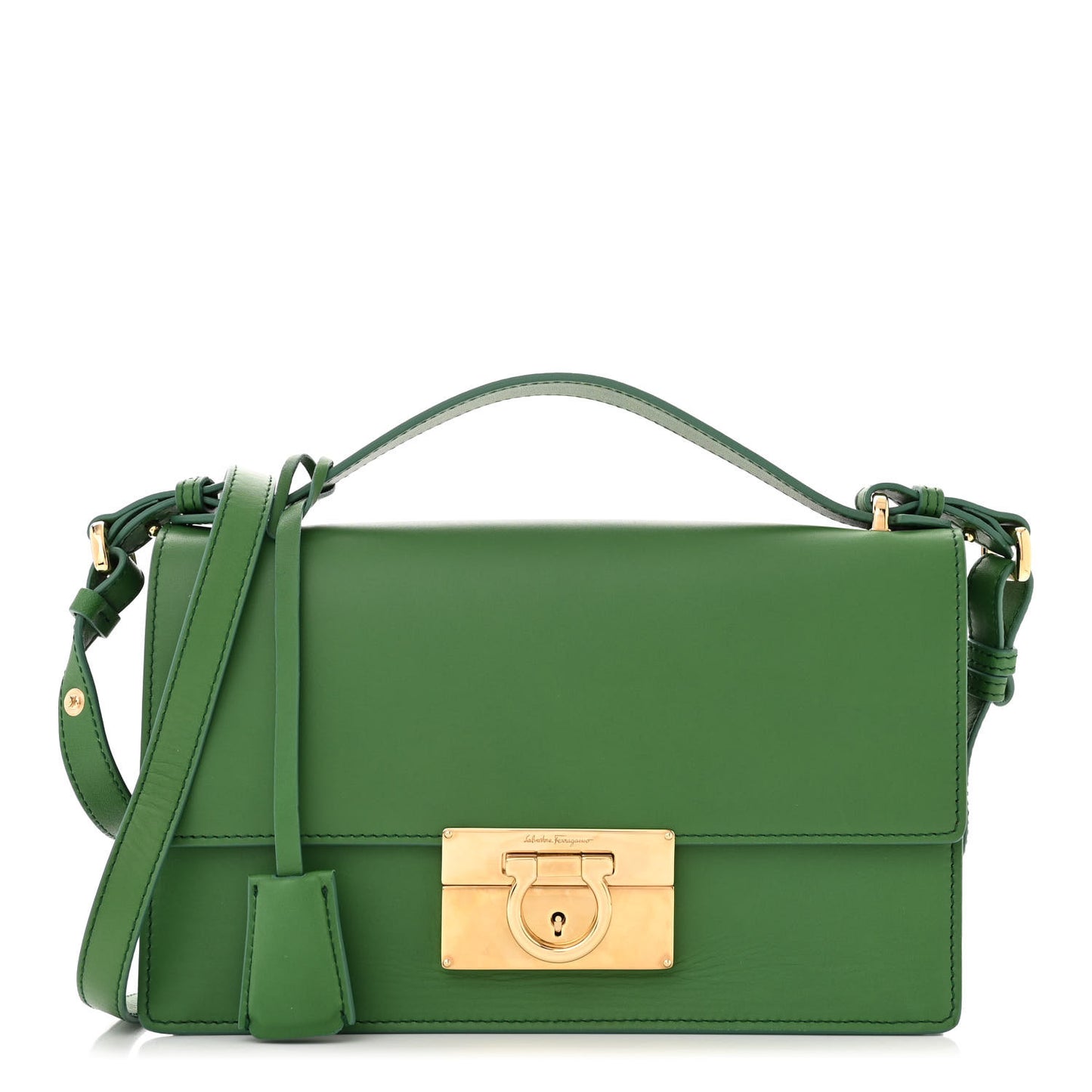 Smooth Calfskin Aileen Gancio Lock Shoulder Bag Amazzonia