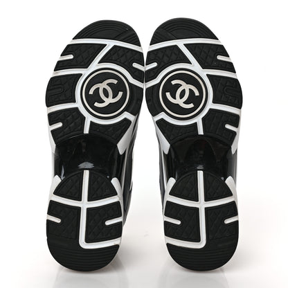 Chanel Patent Calfskin CC Sneakers 39.5 Navy White 5 of 8