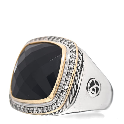 David Yurman Sterling Silver 18K Yellow Gold Diamond Black Onyx 14mm Albion Statement Ring 54 7 3 of 5