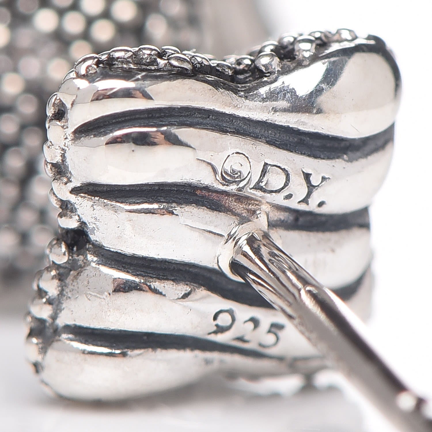 David Yurman Sterling Silver Diamond Midnight Melange Quatrefoil Earrings 4 of 5