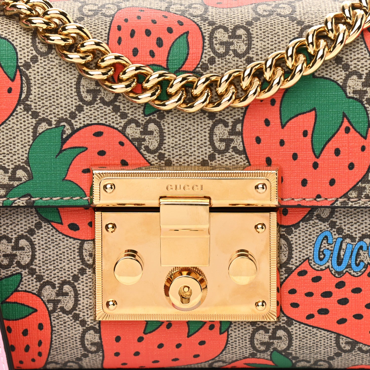 Gucci GG Supreme Monogram Strawberry Small Padlock Shoulder Bag 9 of 11