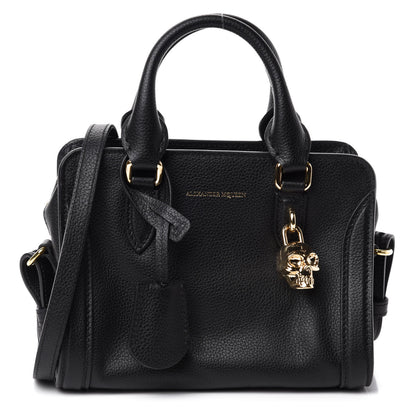 Alexander McQueen Pebbled Calfskin Mini Skull Padlock Zip Around Tote Black 1 of 10