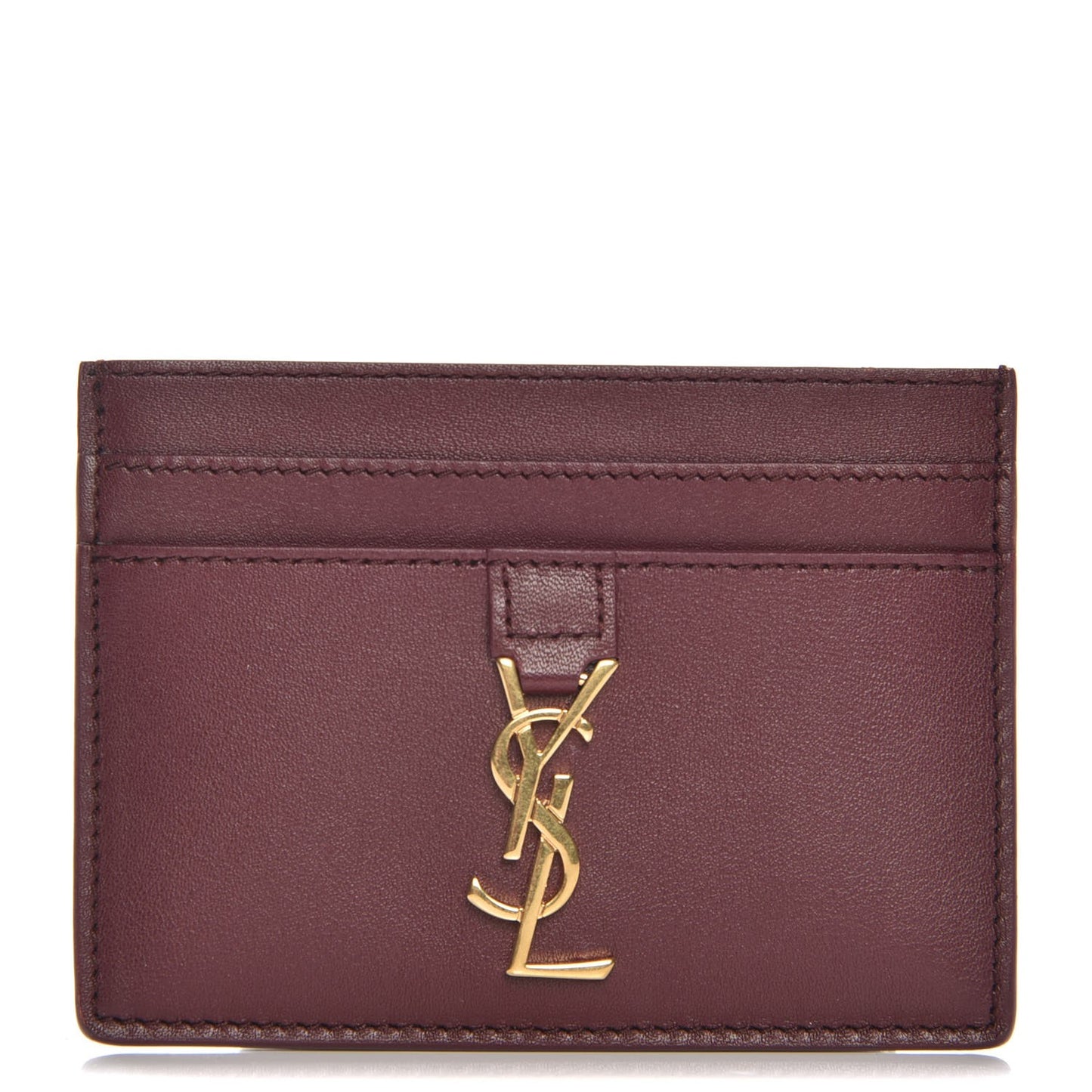 Calfskin Monogram Credit Card Case Dark Red